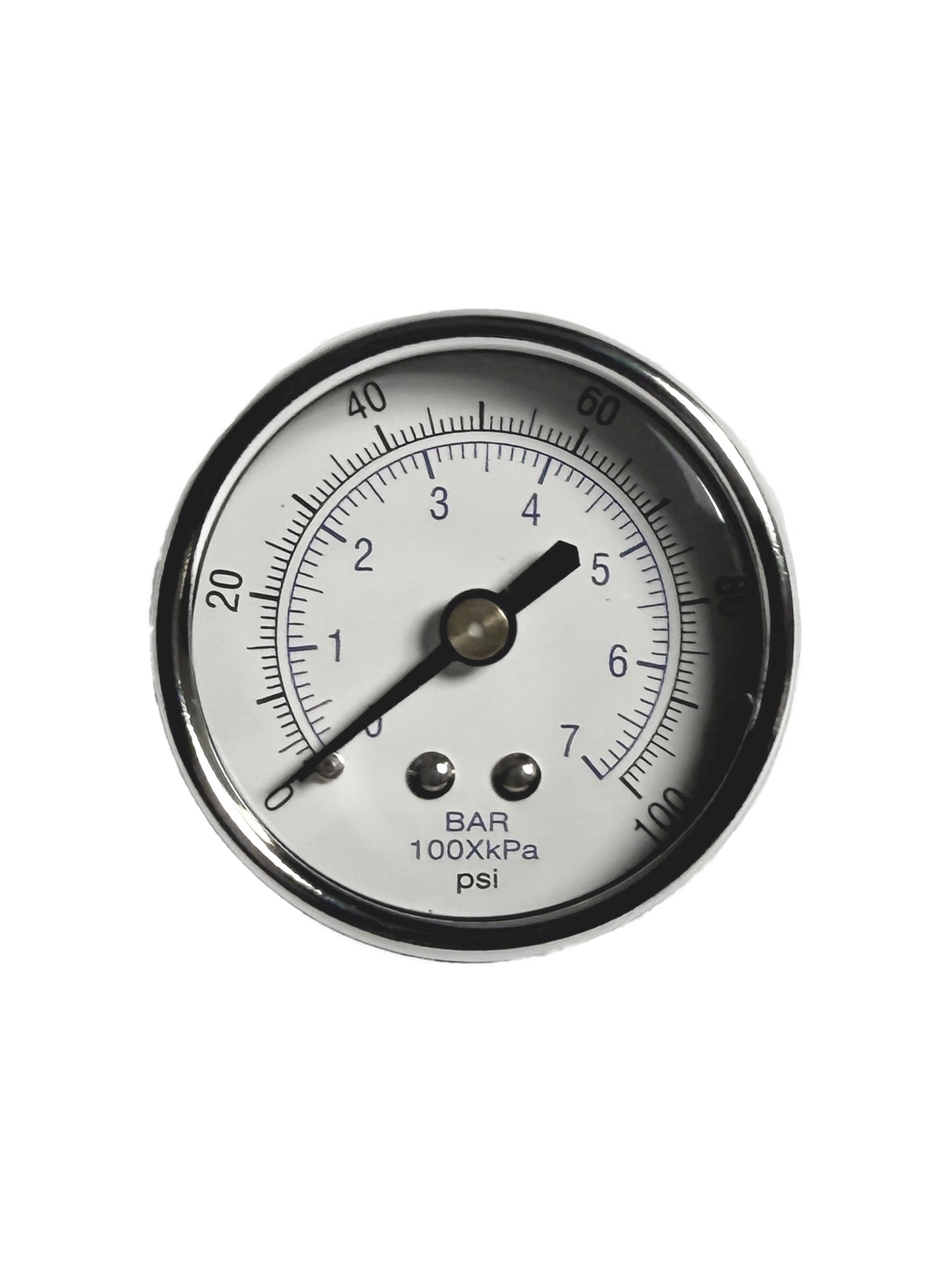 CWS 1/4'' 2'' D 0-100 PSI Rear Mount Chrome Non-Liquid Pressure Gauge