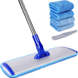 18" Professional Microfiber Mop Floor Cleaning System, Flat Mop with Stainless Steel Handle, 4 Reusable Washable Mop Pads Car Wash Superstore