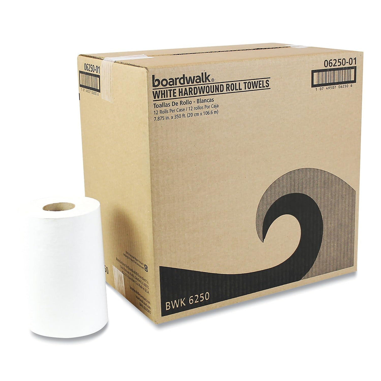 Hardwound Paper Towels, Nonperforated, 1-Ply, 8" x 350', White, 12 Rolls/Carton Car Wash Superstore