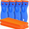 Plastic Razor Blade Scraper , Decal Label Removal Tool; 4 PC and 100 Blades Car Wash Superstore