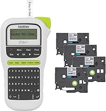 Brother P-Touch, PTH110BP, Easy Portable Monochrome Label Maker Bundle (4 label tapes included) Car Wash Superstore