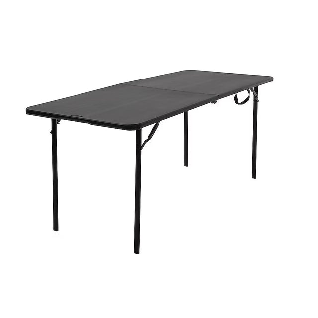 Indoor Rectangle Resin Folding Table 2.5-ft x 6-ft , Black (8-Person) Car Wash Superstore