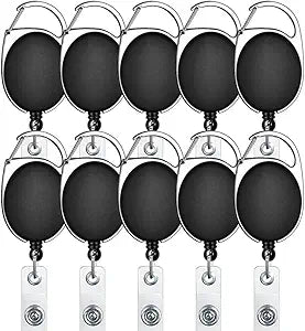 Retractable Badge Holders Retractable ID Badge Clips Badge Reels Retractable with Carabiner Reel Clip (10pc) Car Wash Superstore