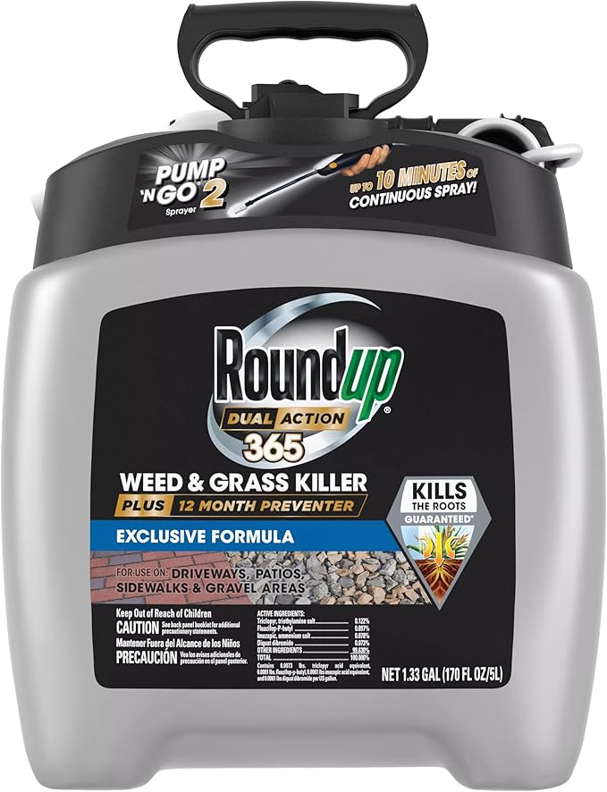 Roundup Dual Action 365 Weed & Grass Killer Plus 12 Month Preventer with Pump 'N Go 2 Sprayer, 1.33 gal Car Wash Superstore