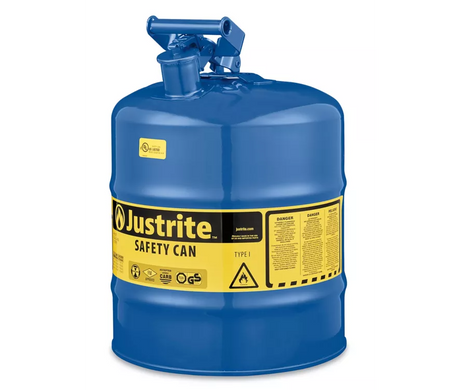 Safety Can: For Use With Flammables, 5 gal Capacity, Powder Coated Steel, BLUE Car Wash Superstore