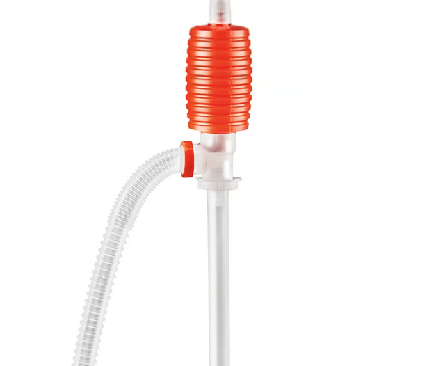 Siphon Drum Pump,4' discharge tube, suction tube reaches 34" below drum lid, trim to fit any drum, includes adapter to fit 2" drum openings, FDA compliant. Car Wash Superstore