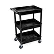 Plastic Utility Cart with Deep Lipped Plastic Shelves, Flat, 2 Shelves, 500 lb, ,34-1/2 in x 17-1/2 in x 32-3/4 in Car Wash Superstore