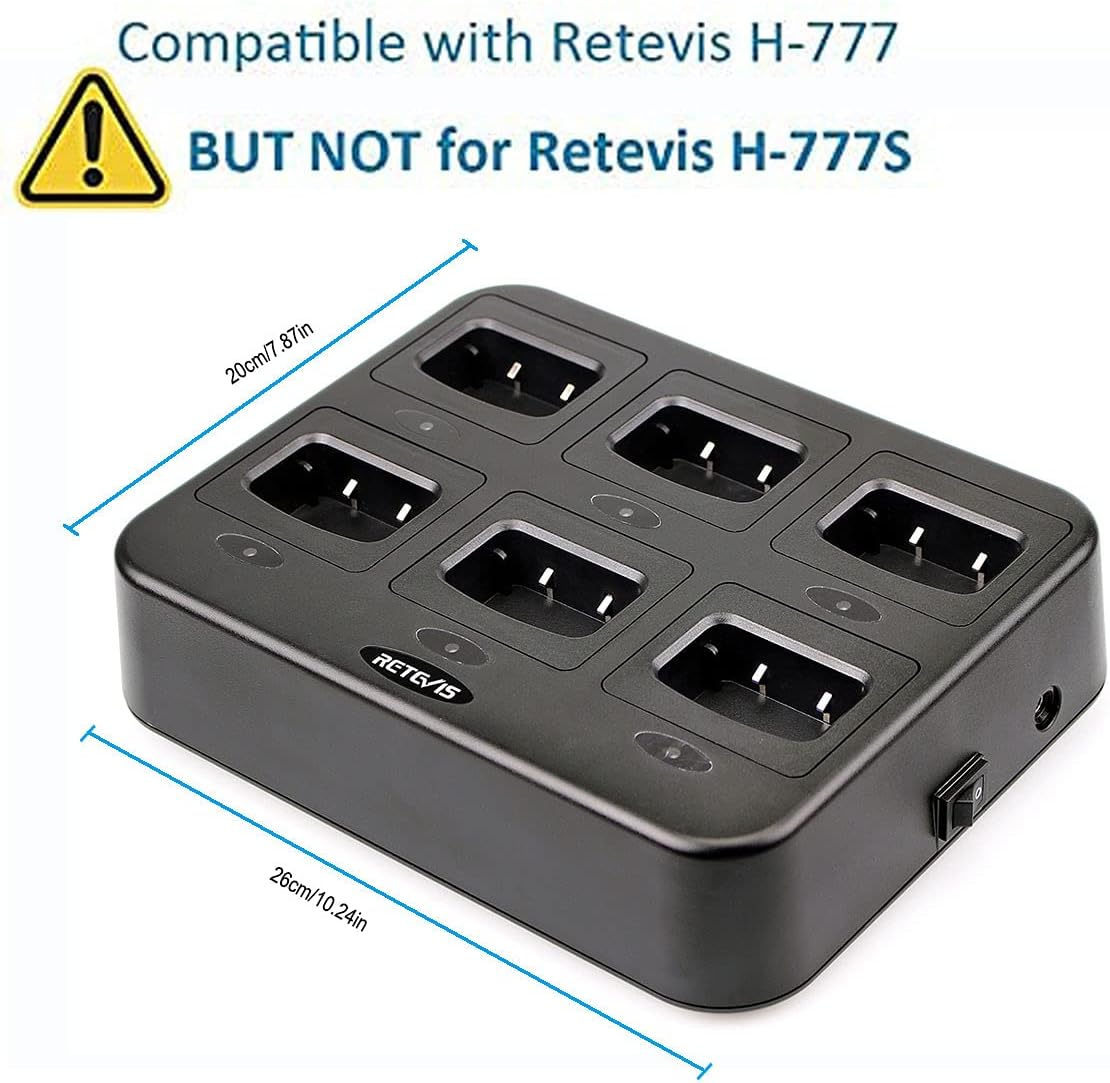 Retevis H-777 H-777H Six-Way Charger Compatible with Retevis H-777 H-777H H777D Baofeng BF-888S BF-88ST (Not for H-777S) Two Way Radio and Battery, Multi Unit Walkie Talkie Charger (1 Pack) Car Wash Superstore