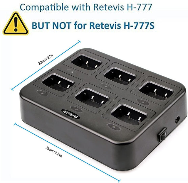 Retevis H-777 H-777H Six-Way Charger Compatible with Retevis H-777 H-777H H777D Baofeng BF-888S BF-88ST (Not for H-777S) Two Way Radio and Battery, Multi Unit Walkie Talkie Charger (1 Pack) Car Wash Superstore