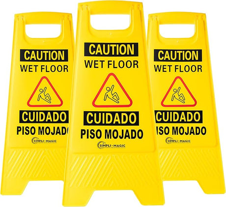 Wet Floor Caution Signs, Basic, Yellow, 3 Pack Car Wash Superstore