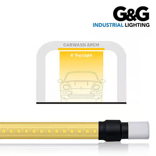 WPX Color Series Wet Location Linear Luminaire. Convenient Push-And-Click Connectors And Cabling. 6FT Length. High Output. AMBER. Single Ended Fixture. Car Wash Superstore