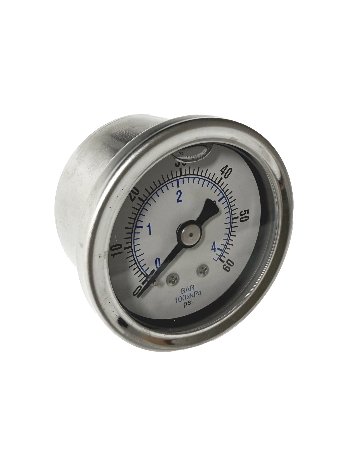 CWS 1/8'' 1-1/2'' D 0-60 PSI Rear Mount Liquid Pressure Gauge CWS