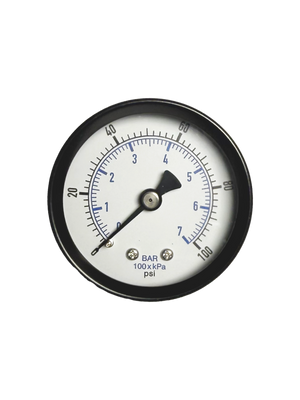 CWS 1/4'' 2'' D 0-100 PSI Rear Mount Non-Liquid Pressure Gauge