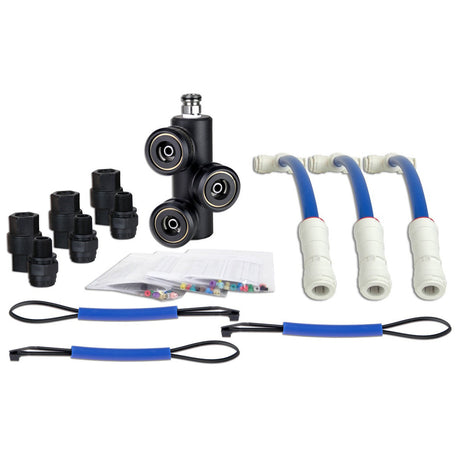 Hydra Flex Triple Foam Kit ,  Kit includes (1) triple-foam manifold, (3) check valves, (3) 1/2" poly push-connect fittings, (3) anti-siphon devices, and (3) packs of standard metering tips. Car Wash Superstore