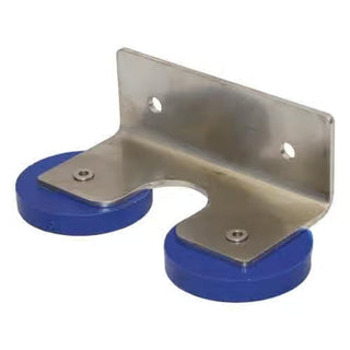 Hamel Manufacturing Stainless Steel Foam Brush Handle Holder with Blue Rubber Wheel Grips
