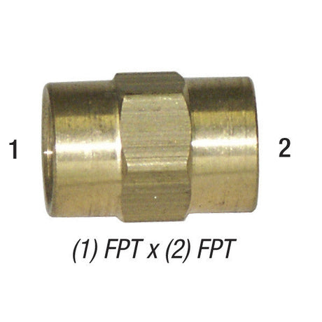 Hex Female Coupler, 3/8in FPT x 3/8in FPT, Brass, 28-060 Car Wash Superstore
