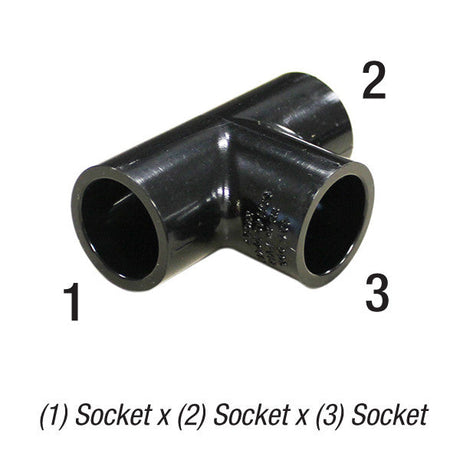 Tee, 1/2in SLP Socket x 1/2in SLP Socket x 1/2in SLP Socket, PVC SCH40, Black Car Wash Superstore