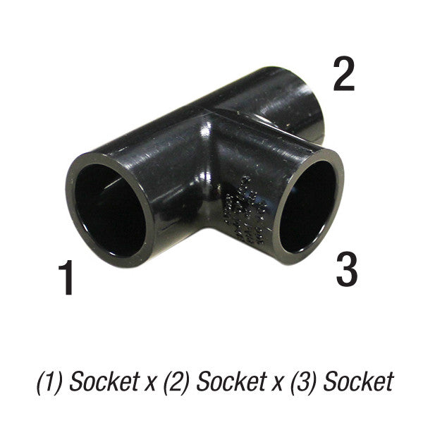 Tee, 1/2in SLP Socket x 1/2in SLP Socket x 1/2in SLP Socket, PVC SCH40, Black Car Wash Superstore