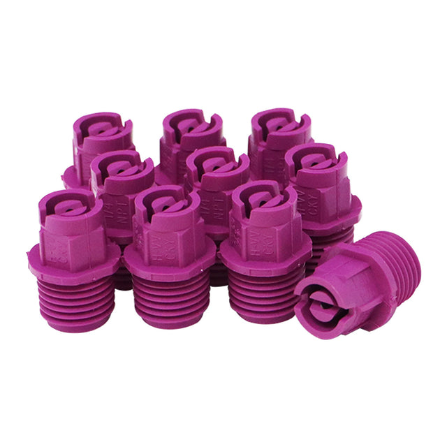 FanJet Flat Fan Nozzle 65°, 1/4in MPT, 0.80GPM @40PSI, Purple, PVDF, 90A2CM08E65, Pack of 10 Car Wash Superstore