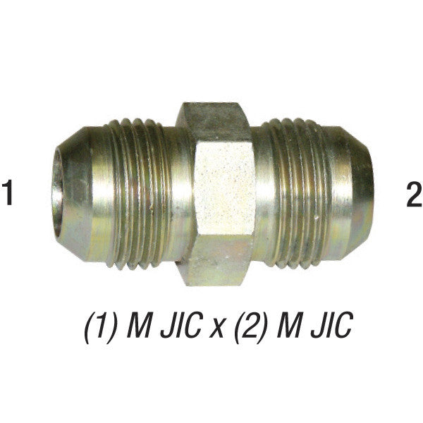 Hex Union Tube, 3/4in Male JIC x 3/4in Male JIC SAE 37° Flare Tube Fitting, Steel Zinc Coated Car Wash Superstore