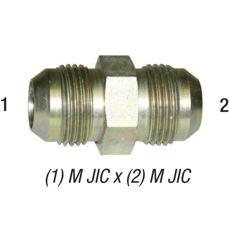 Hex Union Tube, 3/4in Male JIC x 3/4in Male JIC SAE 37° Flare Tube Fitting, Steel Zinc Coated Car Wash Superstore
