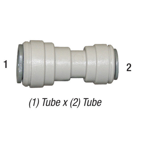 John Guest Reducing Union Connector, 3/8in Tube x 1/4in Tube, 150PSI @ 73ºF, Poly, PI201208S Car Wash Superstore