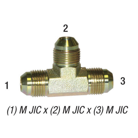Union Tee, 1/2in Male JIC x 1/2in Male JIC x 1/2in Male JIC, Steel Zinc Coated Car Wash Superstore