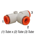 Union Tee, 3/8in Tube, 145PSI, Pack of 10, SMC One Touch Fitting KQ2T11-00A Car Wash Superstore