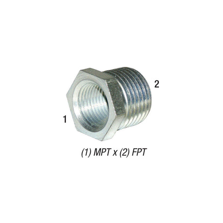 Hex Reducer Bushing, 1-1/4in MPT x 3/4in FPT, Steel Zinc Coated, 5406-20-12 Sonny's