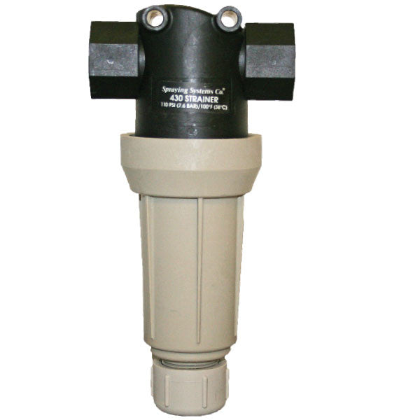In-Line Filter Strainer, T-Style, 3/4in FPT, 23GPM, Spraying Systems AA430ML-3/4-PP-200 Car Wash Superstore