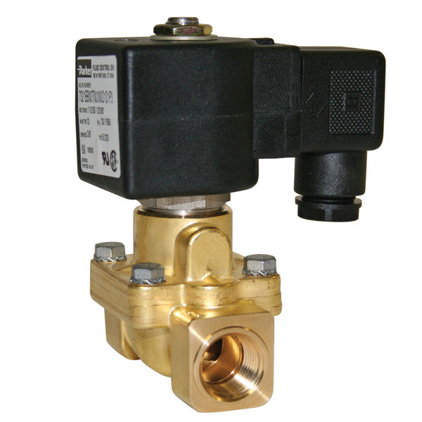 Solenoid Valve, 1/2in FPT, Normally Closed with DIN Coil, 24VAC, Brass Body, Parker D1D1B2 Sonny's