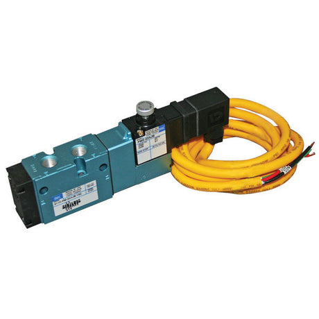 Mac Solenoid Pneumatic Valve 4-Way, 1/4in Port, 24VAC, 6ft Yellow Cord, 811C-PM-224JB-152-416Y Car Wash Superstore