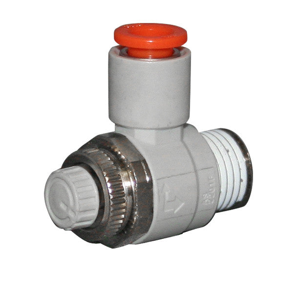 Pneumatic Flow Control Valve, 1/4in MPT x 1/4in Tube, 145PSI, SMC AS2201F-N02-07S Car Wash Superstore