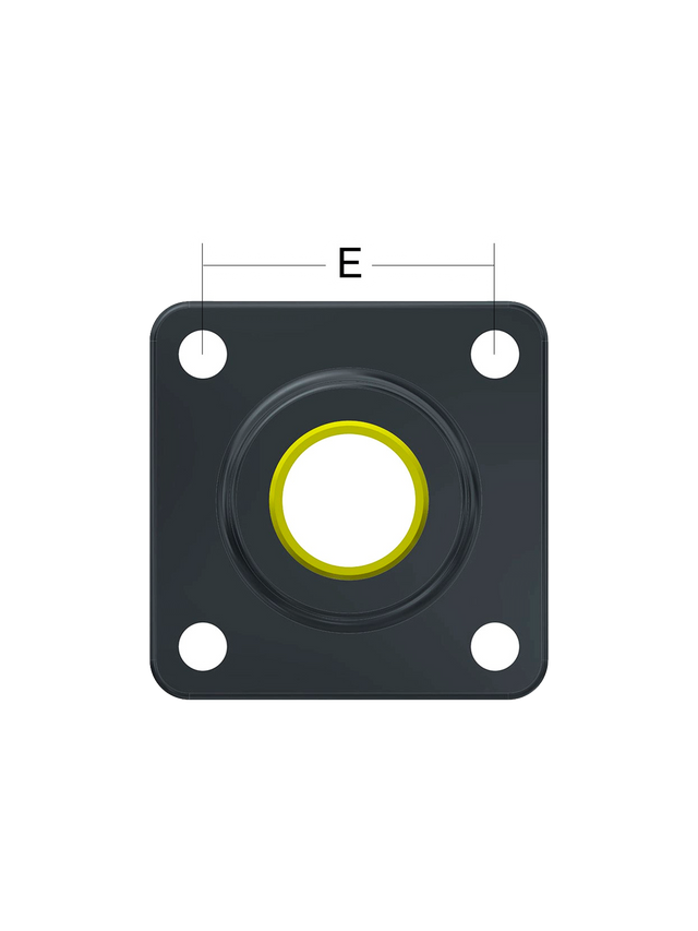 Flange Bearing, 4-Bolt, 1-1/4in Shaft Dia. Sonnys DCW Top Brush, Python Side Brush, Aluminum with Yellow Iglide® Plastic Insert Sonny's