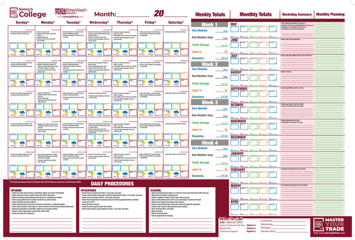 Carwash College Maintenance Calendar Car Wash Superstore