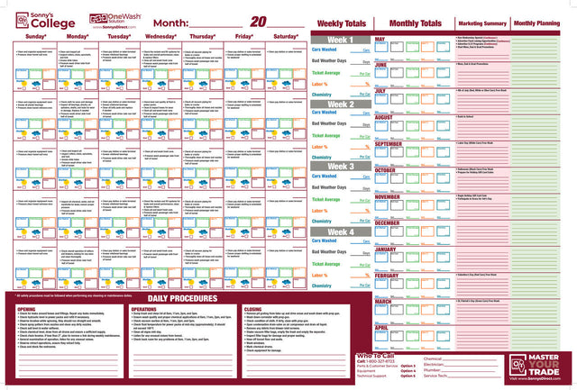 Carwash College Maintenance Calendar Car Wash Superstore