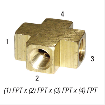 4-Way Cross, 3/8in FPT, Brass, 28-043 Car Wash Superstore