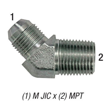 45° Elbow, 3/8in Male JIC x 1/2 MPT, Steel Zinc Coated, 2503-6-8 Car Wash Superstore