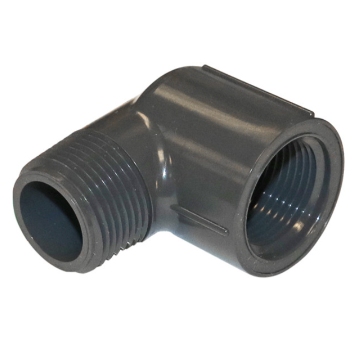 90 Degree Elbow 3/4in MPT x 3/4in FPT PVC SCH80, Gray, 812-007 Car Wash Superstore