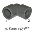 90° Elbow, 1in SLP Socket x 1in FPT, PVC SCH80, Gray Car Wash Superstore