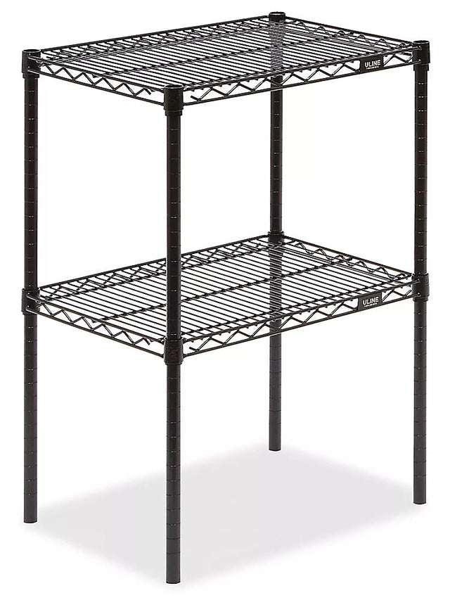 Two-Shelf Wire Shelving Unit - 24 x 18 x 34", Black Car Wash Superstore