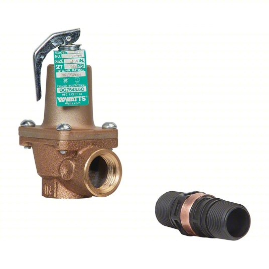 WATTS Relief Valve: FNPTF x FNPTF, 3/4 in x 3/4 in, Bronze, 150 psi Max. Op Pressure Car Wash Superstore