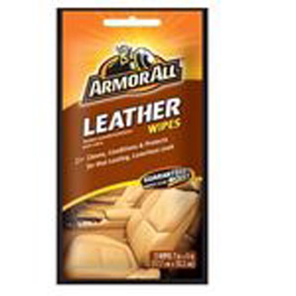 Armor All Leather Wipes designed for easy and effective cleaning and conditioning of leather surfaces in vehicles.
