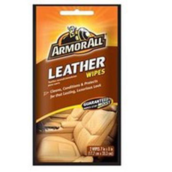 Armor All Leather Wipes designed for easy and effective cleaning and conditioning of leather surfaces in vehicles.