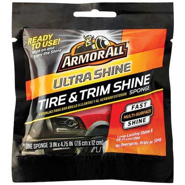Armor All Ultra Shine Tire & Trim Shine Sponge, designed for easy application of high-gloss protection to tires and trim.