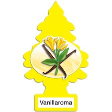 Little Trees VanillaRama air fresheners (72 per box), offering a sweet vanilla scent to keep your space fresh and pleasant.