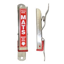 CWS Stainless Steel Channel Type Mat Clamp with Red Bumper Decal, designed for securing mats in car wash systems with durability and added protection.
