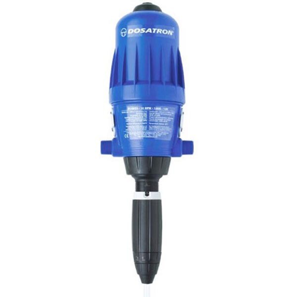 Dosatron 14 GPM chemical dispenser with a 30001 to 3331 dilution range, designed for precise, water-powered chemical dosing in car washes.