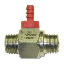 General Pump Red 1.45mm SS Chemical Injector, designed for precise chemical injection in pressure washing systems.