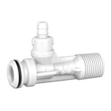Hydra-Flex Chem-Flex PC2 x 3/8" MPT White Chemical Injector, built for efficient and durable chemical injection in car wash systems.